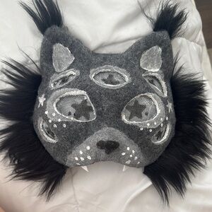 Gray and Black Cat Mask therian furry